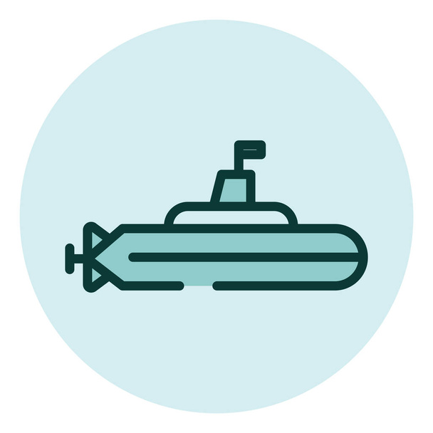 Submarino sobre agua, ilustración, vector sobre fondo blanco. - Vector, Imagen