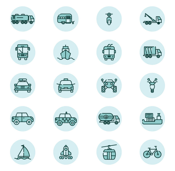 Ensemble d'icônes de véhicules, illustration, vecteur sur fond blanc. - Vecteur, image