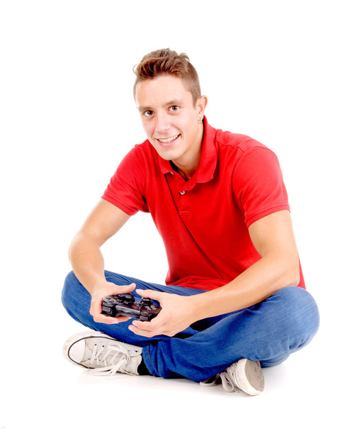 Boy playing video games - Foto, afbeelding
