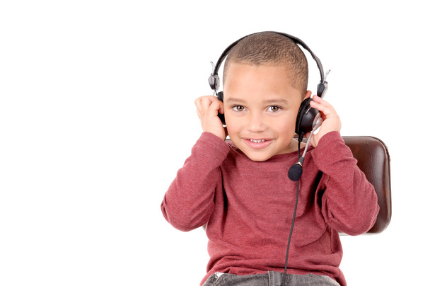 Boy with headphones - Фото, изображение