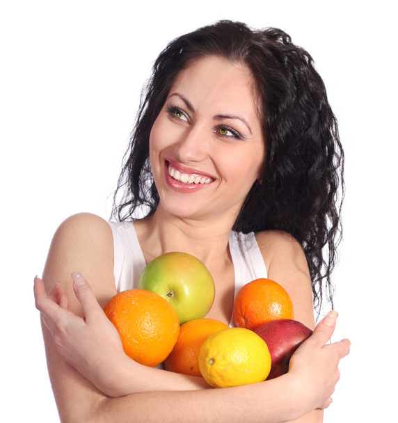 Beautiful woman with fruits - Fotoğraf, Görsel