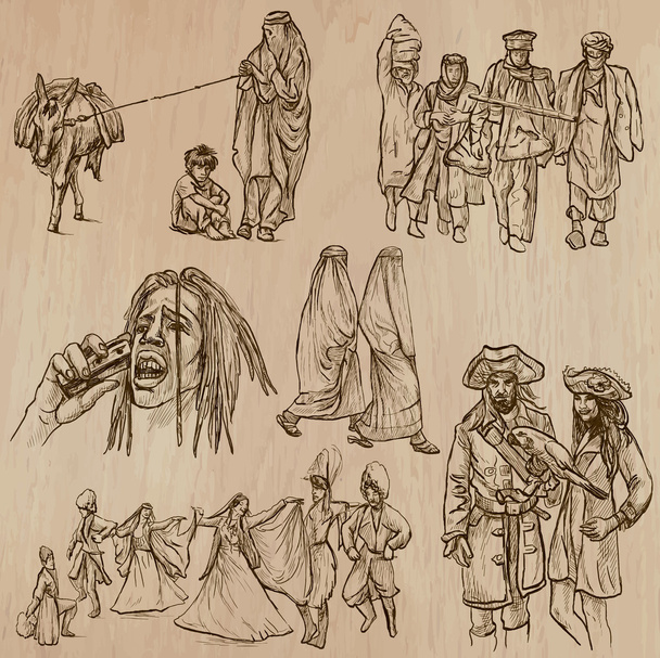 Natives - Hand drawn vectors - Vetor, Imagem