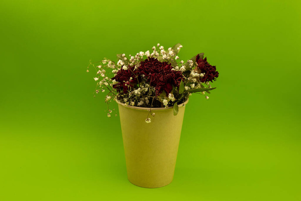 Flowers in a paper cup - Foto, imagen
