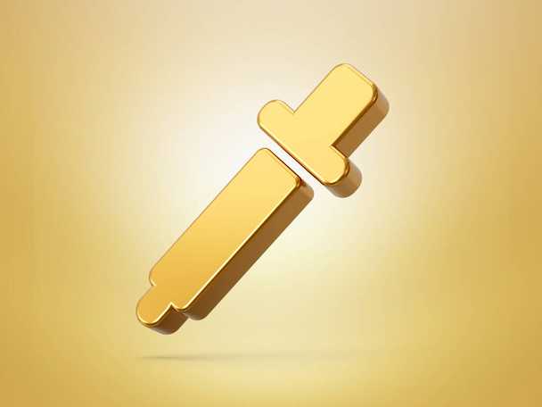 Golden metal Color Dropper or picker 3d icon object isolated background 3d illustration. - Fotografie, Obrázek