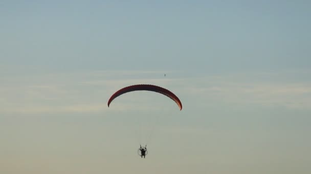 Mavi gökyüzünde paraglider . - Video, Çekim