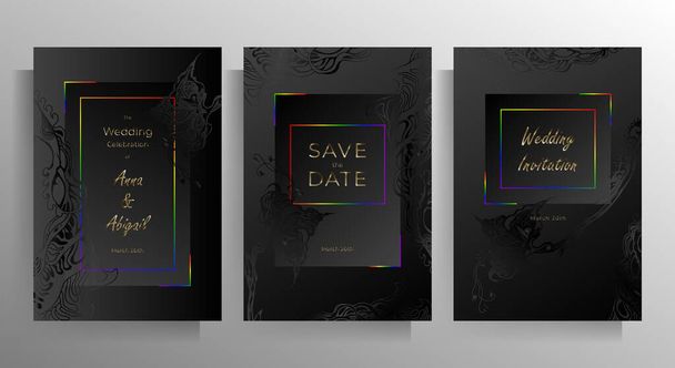 Invitation design for a gay or lesbian wedding. Set of vector templates. - Vector, Image