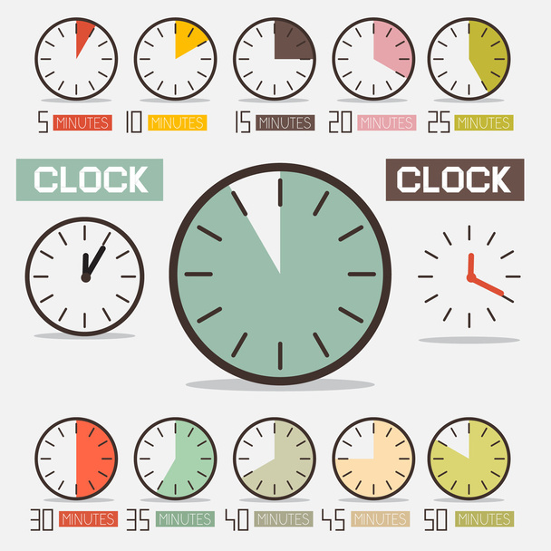 Retro Clock - Time Countdown Vector Set - Vector, Image