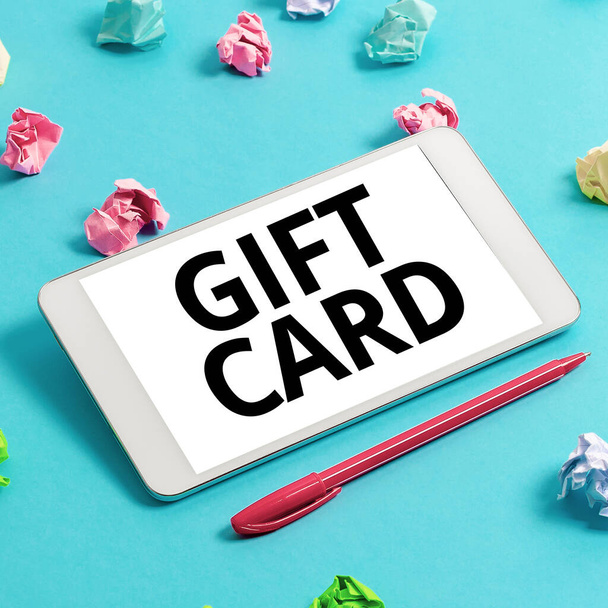 Handwriting text Gift Card, Business showcase A present usually made of paper that contains your message - 写真・画像