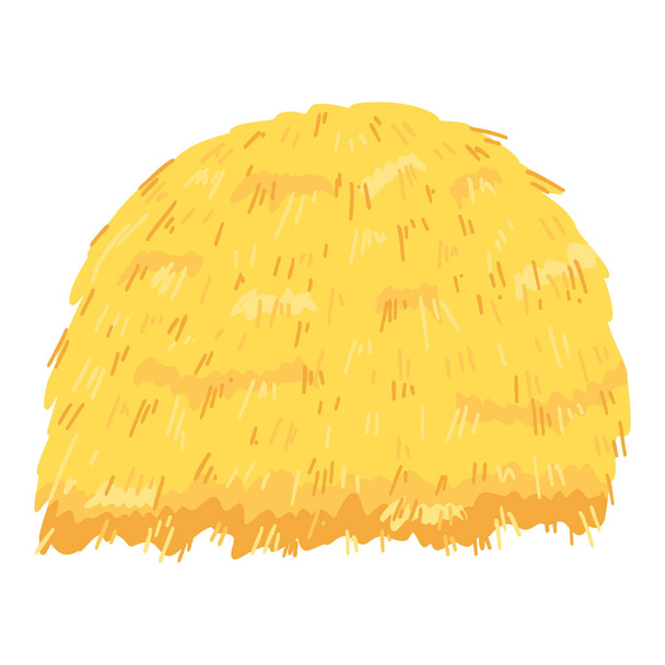 Agricultural haycock in cartoon flat style, rural hay rolled stack, dried farm haystack. Vector illustration of fodder straw. - Vector, Image