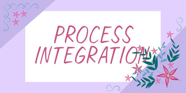 プロセス統合、システムサービスと情報のインターネットコンセプト接続の表示に署名 - 写真・画像