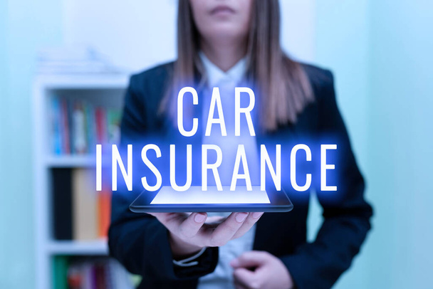 自動車保険、インターネットの概念事故を示すテキスト記号包括的なポリシー自動車保証 - 写真・画像