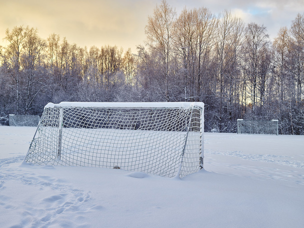 Snowy soccer field - Foto, Imagem