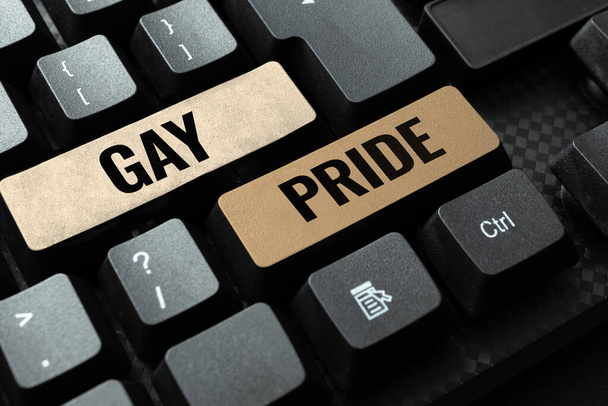 Tekst teken tonen Gay Pride, Woord voor Waardigheid van een idioom dat behoort tot een man of - Foto, afbeelding