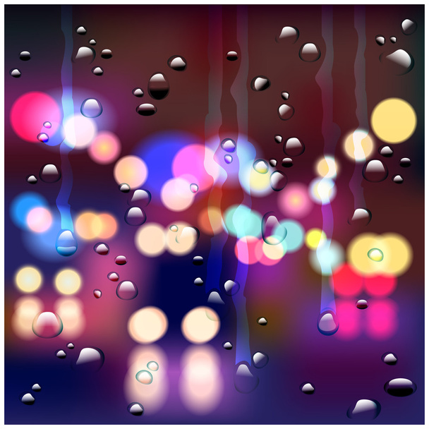 regenachtige nacht straat - Vector, afbeelding