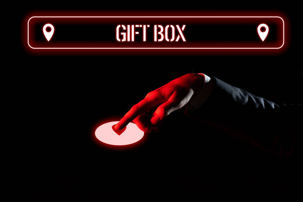 Conceptual display Gift Box, Business overview A small cointainer with designs capable of handling presents - Photo, Image