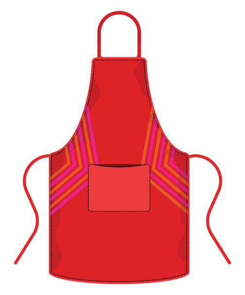 Interesting red apron, illustration, vector on a white background. - Vector, Image