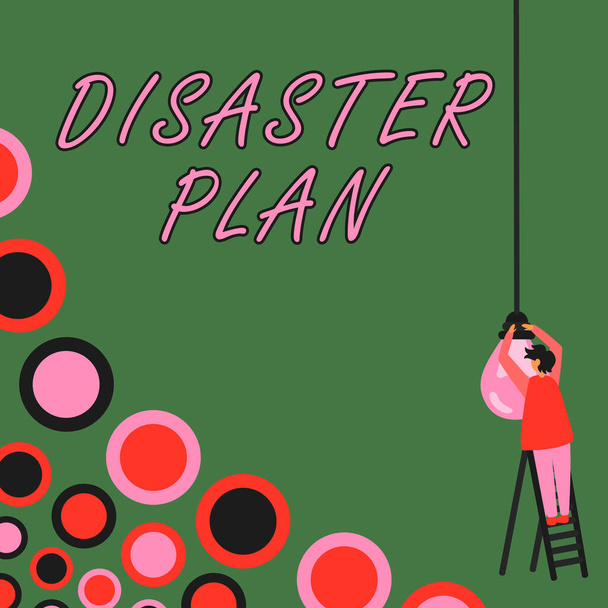 Segno di scrittura a mano Disaster Plan, Business idea Respond to Emergency Preparedness Survival and First Aid Kit - Foto, immagini
