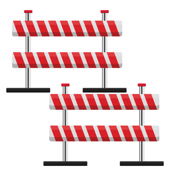 Barricade on road, illustration, vector on a white background. - Vector, Image