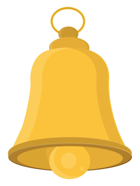 Simple golden bell, illustration, vector on a white background. - Вектор, зображення