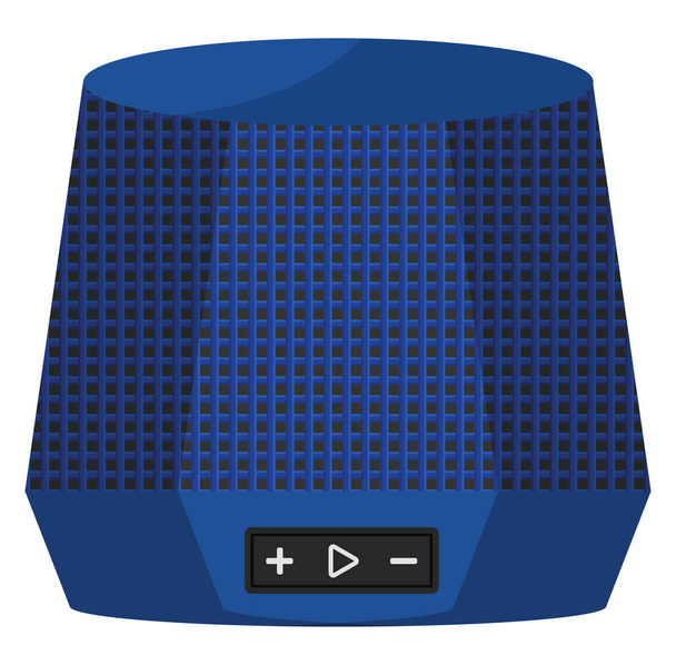 Blue bluetooth speaker, illustration, vector on a white background. - Vector, imagen