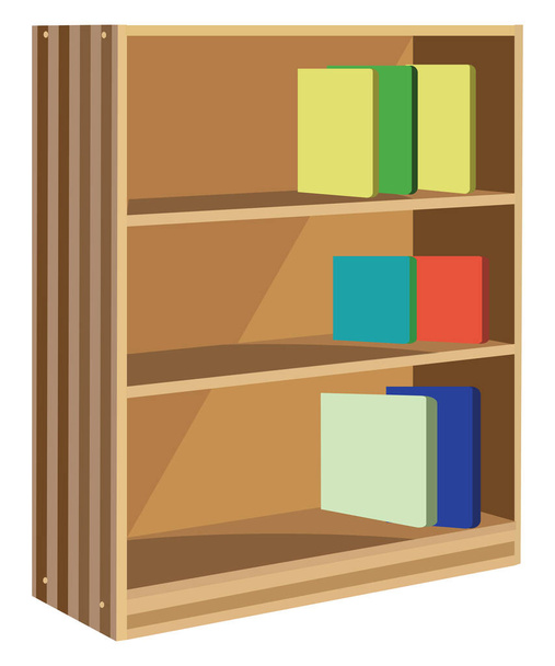 Wooden bookcase, illustration, vector on a white background. - Vector, Image