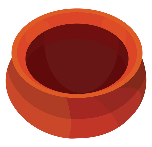 Olla de arcilla naranja, ilustración, vector sobre un fondo blanco. - Vector, imagen