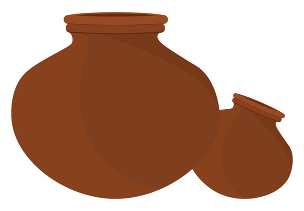 Pots en argile faits à la main, illustration, vecteur sur fond blanc. - Vecteur, image
