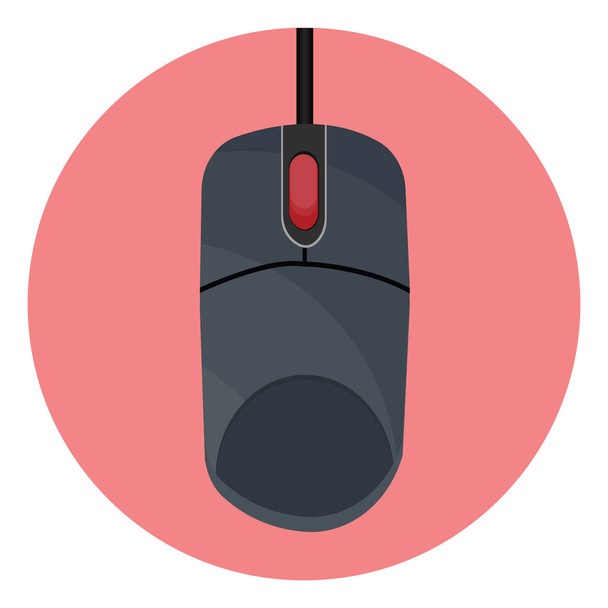Black computer mouse, illustration, vector on a white background. - Vector, Image