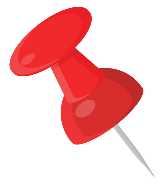 Red pin, illustration, vector on a white background. - Vektör, Görsel