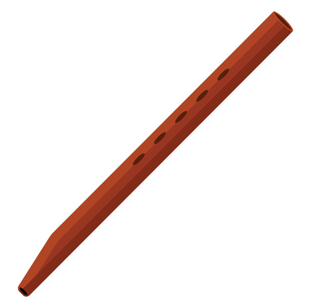 Wooden flute, illustration, vector on a white background. - Vector, Image