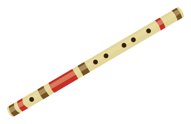 Stará dřevěná flétna, ilustrace, vektor na bílém pozadí. - Vektor, obrázek