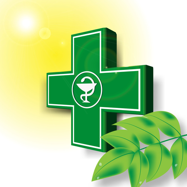 Zelené lékařské kříž znak - Vektor, obrázek