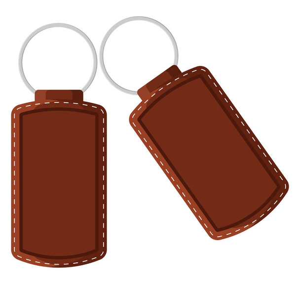 Two leather keychains, illustration, vector on a white background. - Vector, Image