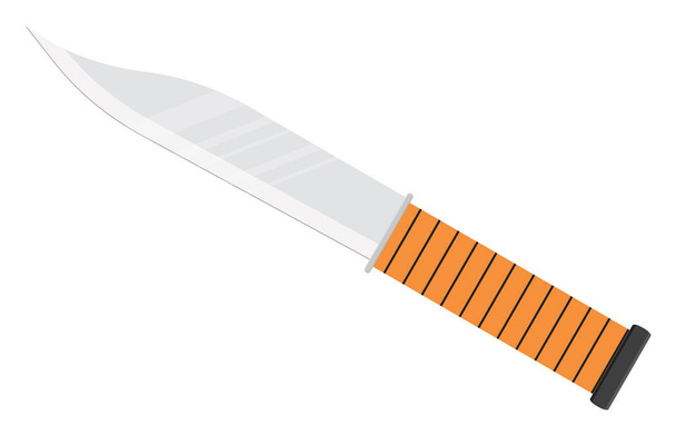Knife with orange handle, illustration, vector on a white background. - Vector, Image