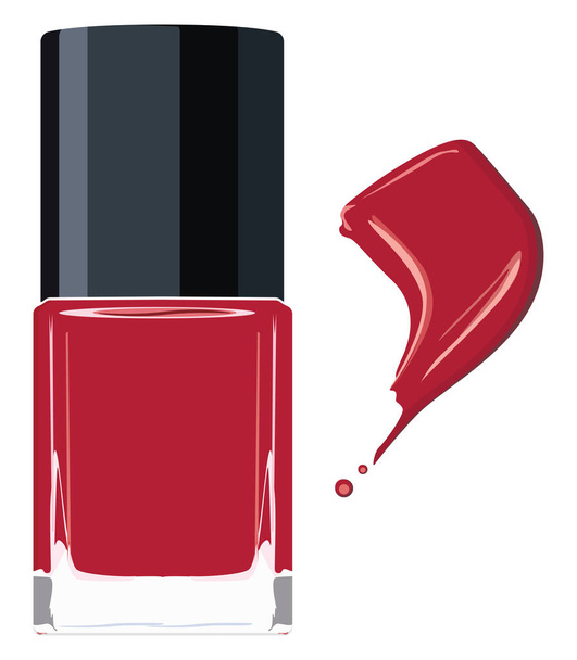 Esmalte de uñas rojo, ilustración, vector sobre fondo blanco. - Vector, imagen