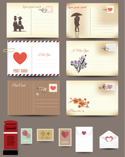 Вінтажні дизайни листівок, любов листівок. вектор
 - Вектор, зображення