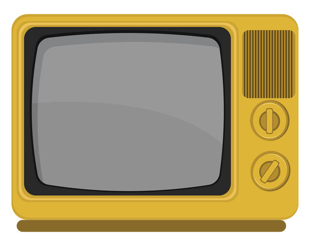 Starý žlutý televizor, ilustrace, vektor na bílém pozadí. - Vektor, obrázek
