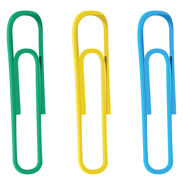 Colorful paper clips, illustration, vector on a white background. - Vector, Image