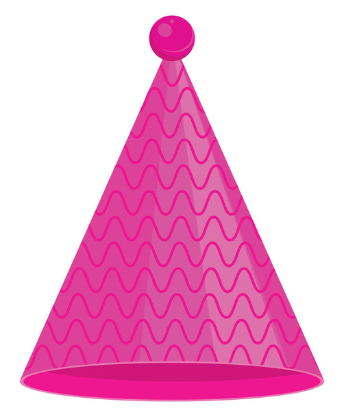 Roze feestmuts, illustratie, vector op een witte achtergrond. - Vector, afbeelding