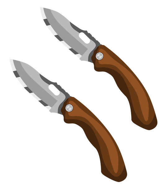 Dřevěný kapesní nůž, ilustrace, vektor na bílém pozadí. - Vektor, obrázek