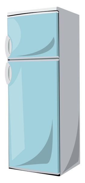 Синий холодильник, иллюстрация, вектор на белом фоне. - Вектор,изображение