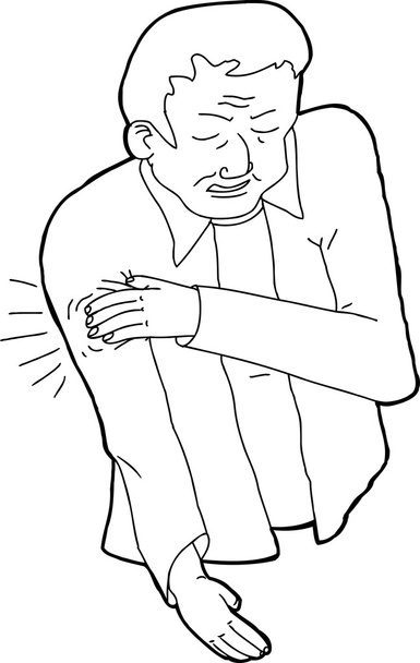 Outline Cartoon of Man in Pain - Vector, Image