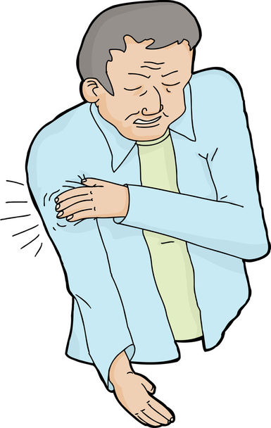 Hombre maduro con dolor de hombro
 - Vector, imagen