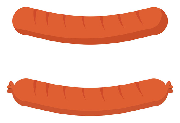 Cooked sausages, illustration, vector on a white background. - Vector, Image
