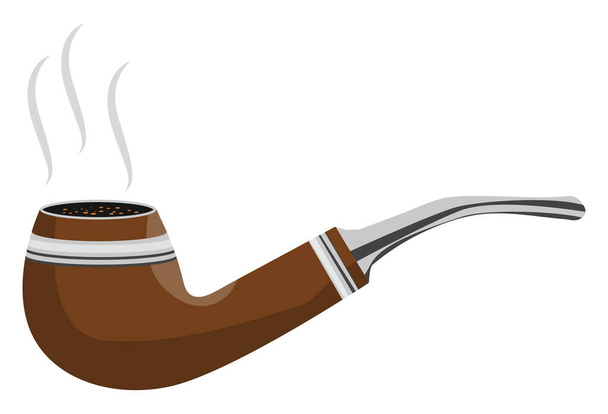 Brown smoke pipe, illustration, vector on a white background. - Wektor, obraz