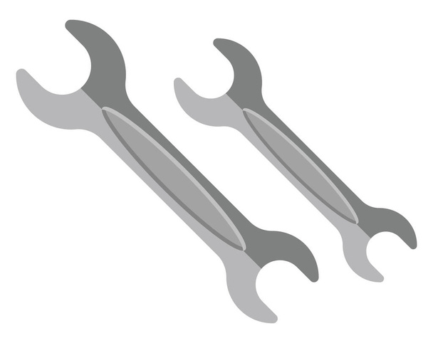 Metalen spanners, illustratie, vector op een witte achtergrond. - Vector, afbeelding