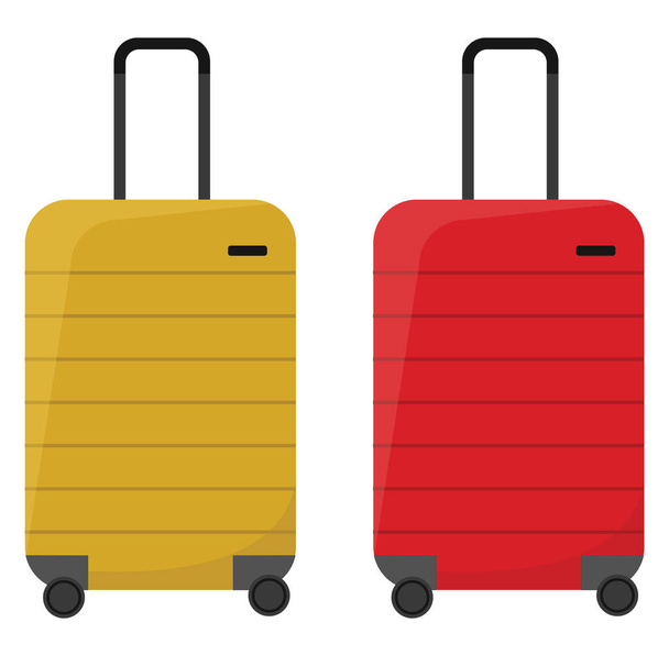 Keltainen ja punainen matkalaukut, kuva, vektori valkoisella pohjalla. - Vektori, kuva