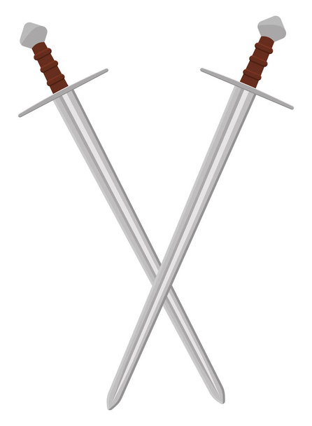 Dos espadas grises, ilustración, vector sobre fondo blanco. - Vector, Imagen
