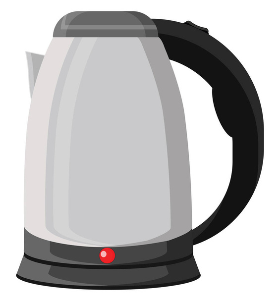 Electric grey kettle, illustration, vector on a white background. - Vetor, Imagem