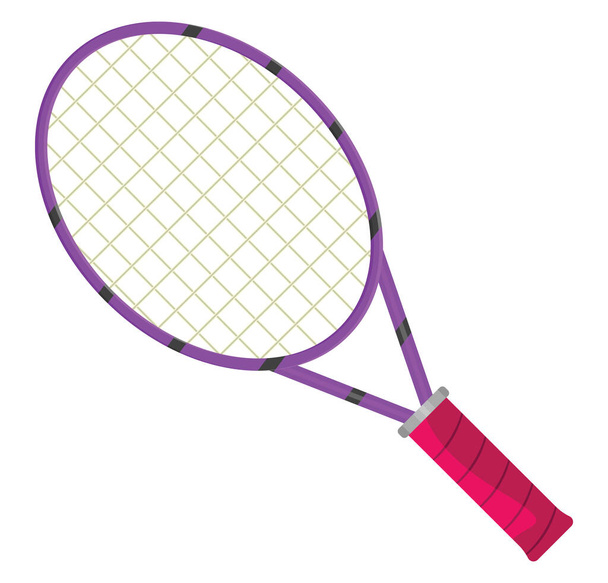 Purple tennis racket, illustration, vector on a white background. - Vector, Image
